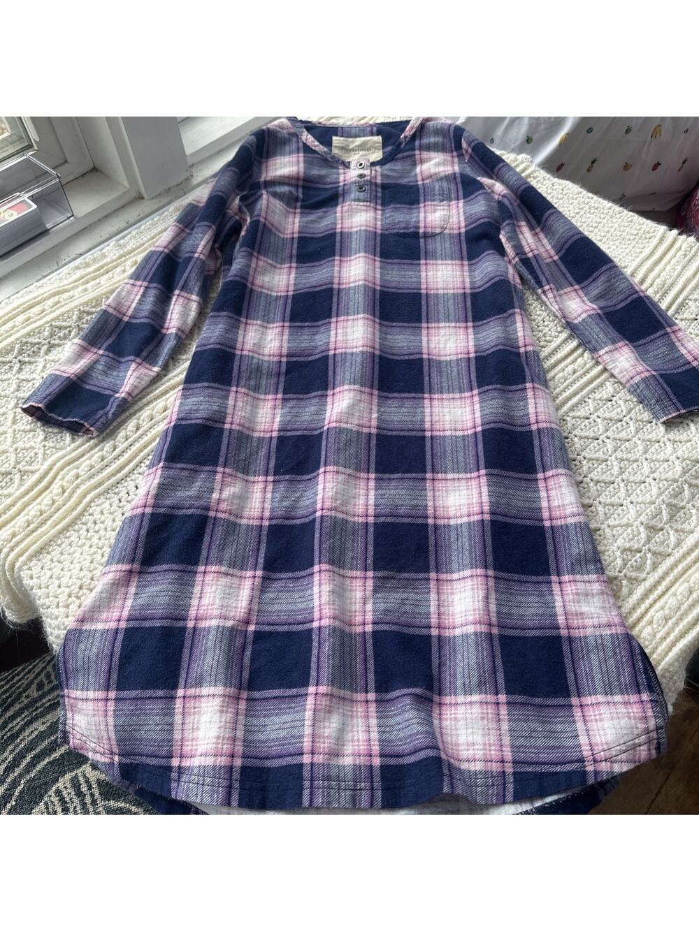 Fishers Finery Nightgown Womens S Purple Plaid Soft EUC MSRP 43.00